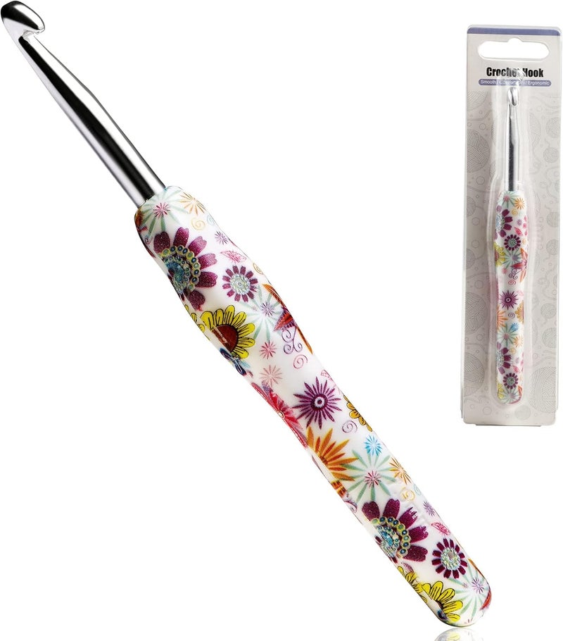 LOOEN 7mm Crochet Hook, Ergonomic Handle for Arthritic Hands, Soft Rubber Grip Extra Long Knitting Needles for Beginners and Knitting Crocheting Yarn (7mm) - Image 1
